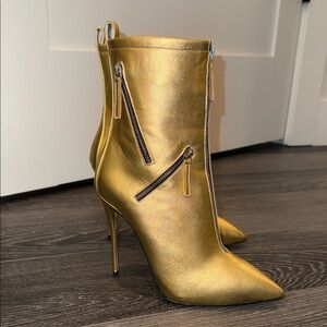 Giuseppe Zanotti Gold Stiletto Ankle Boots 38.5